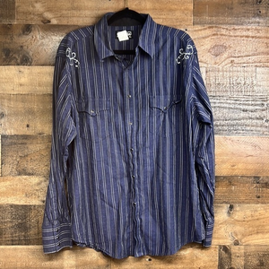 Wrangler Western Pearl Button‎ Down Long Sleeve Shirt Men's Size XL